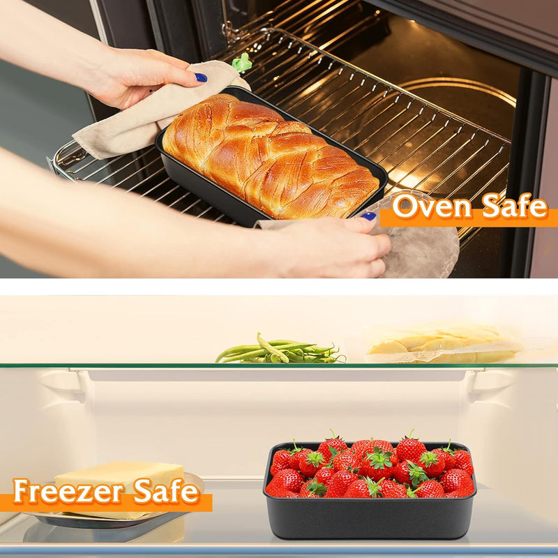 TeamFar Loaf Pans - Set of 2 Stainless Steel Baking Pans for Bread and Meatloaf - Oven  Dishwasher Safe