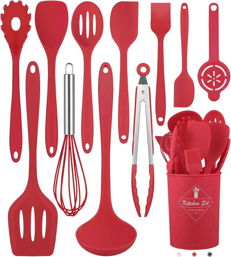 12-Piece Silicone Cooking Utensil Set - Dishwasher Safe  Heat Resistant 392F - Nonstick Kitchen Utensils for Cookware