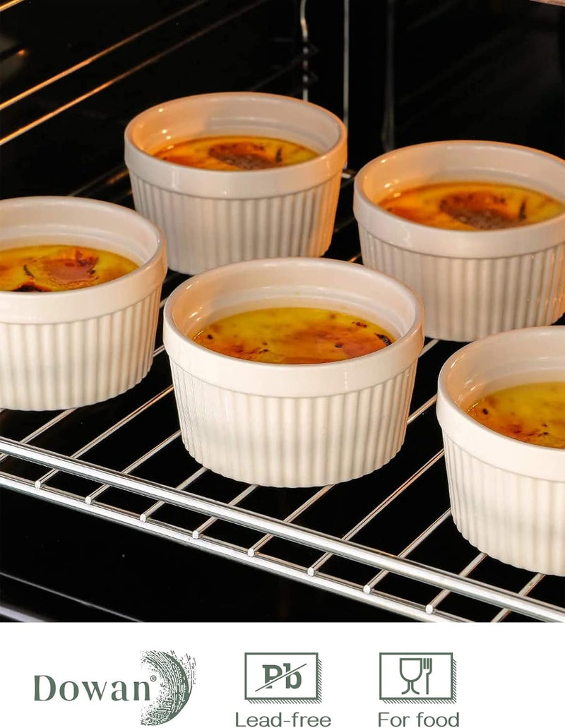 DOWAN Porcelain Ramekin Set - 4oz Baking 6 White