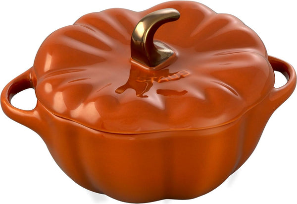 STAUB 075-qt Petite Ceramic Pumpkin - Oven  Stove Safe - Candy DishBaking Dish - Matte Black