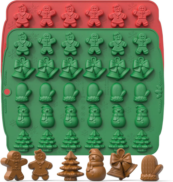 Christmas Silicone Molds Set A - Chocolate Gummy Biscuit Ice Cube Jelly Shapes