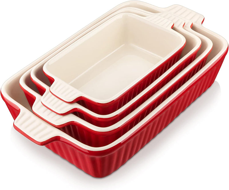 BakeBake Porcelain Casserole Dish Set with Handles and Deep Lasagna Pans in White