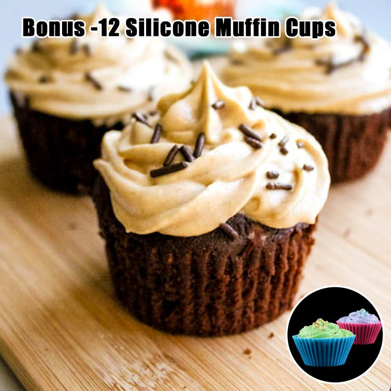 Silicone Muffin Pan Cupcake Set - 24 Mini Cups and 12 Regular Cups Nonstick BPA-Free with 12 Silicone Baking Cups