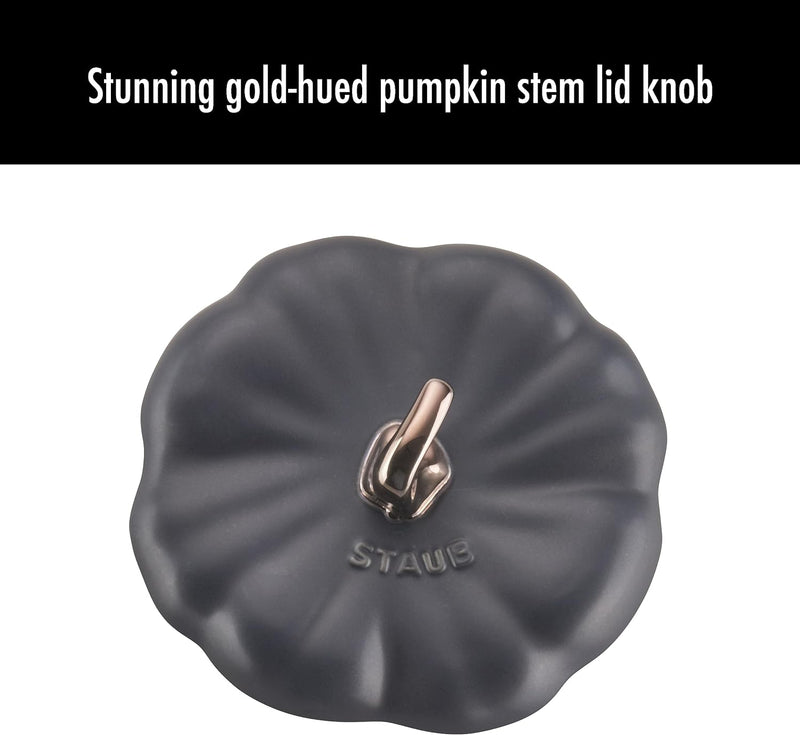 STAUB 075-qt Petite Ceramic Pumpkin - Oven  Stove Safe - Candy DishBaking Dish - Matte Black