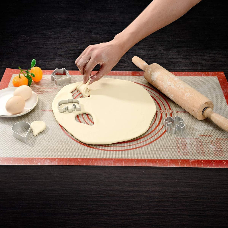 Non-slip Pastry Mat Extra Large - 28x20 Silicone BakingCounter Mat - By Folksy Super Kitchen Red