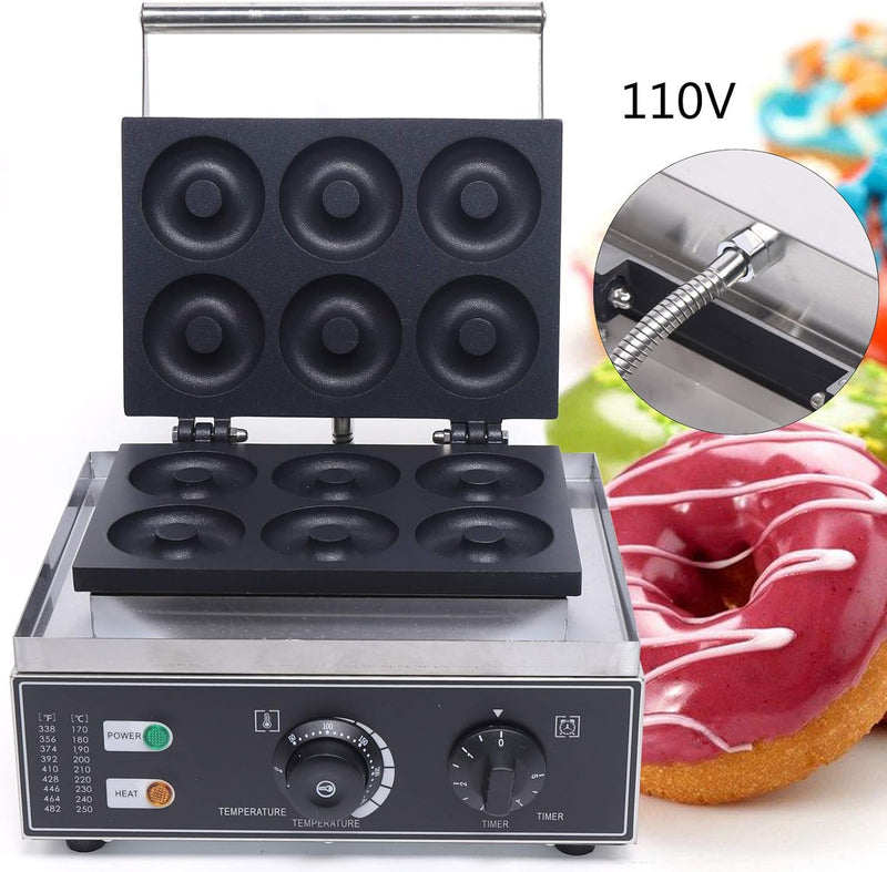 Commercial Donut Maker Machine Stainless Steel 110V 1550W - 6 Doughnut Capacity