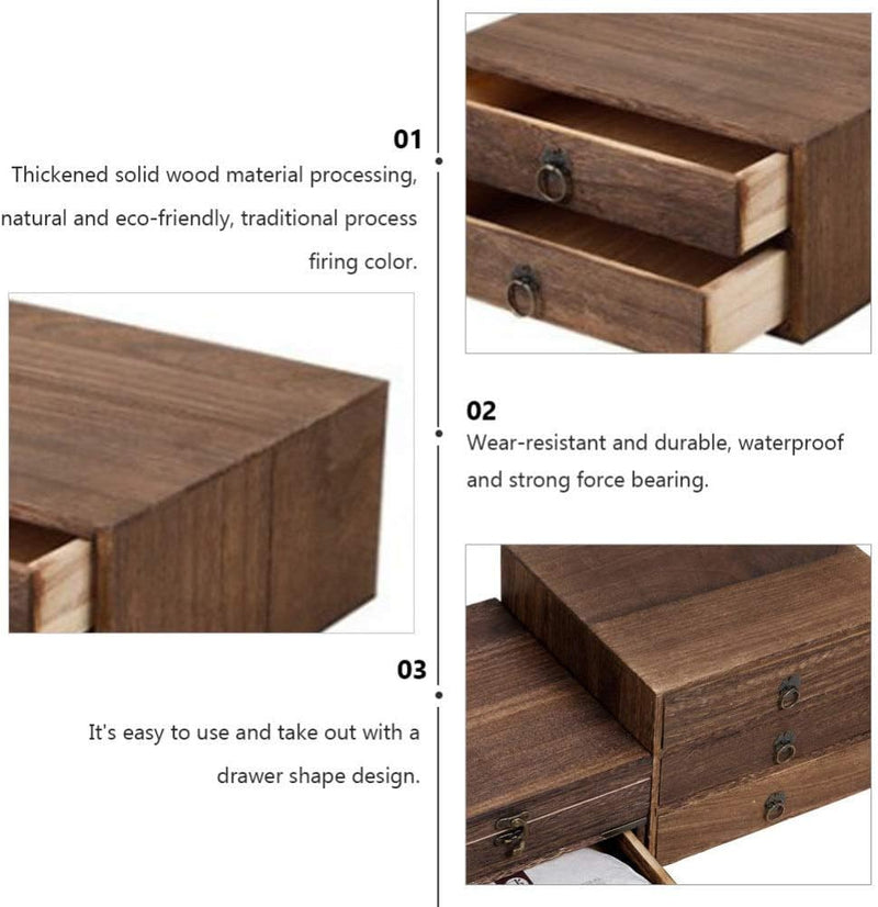 Cabilock 1 Set Drawer Tea Box Loose Tea Jewelry Holder Bamboo Jewelry Organizer Retro Tea Containers Wood Drawer Cube Storganizer Storage Drawers Coffee Power Bin Wooden Packing Box Bulk