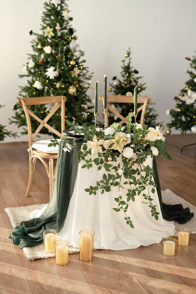 Sweetheart Table Floral Swags in Champagne Christmas