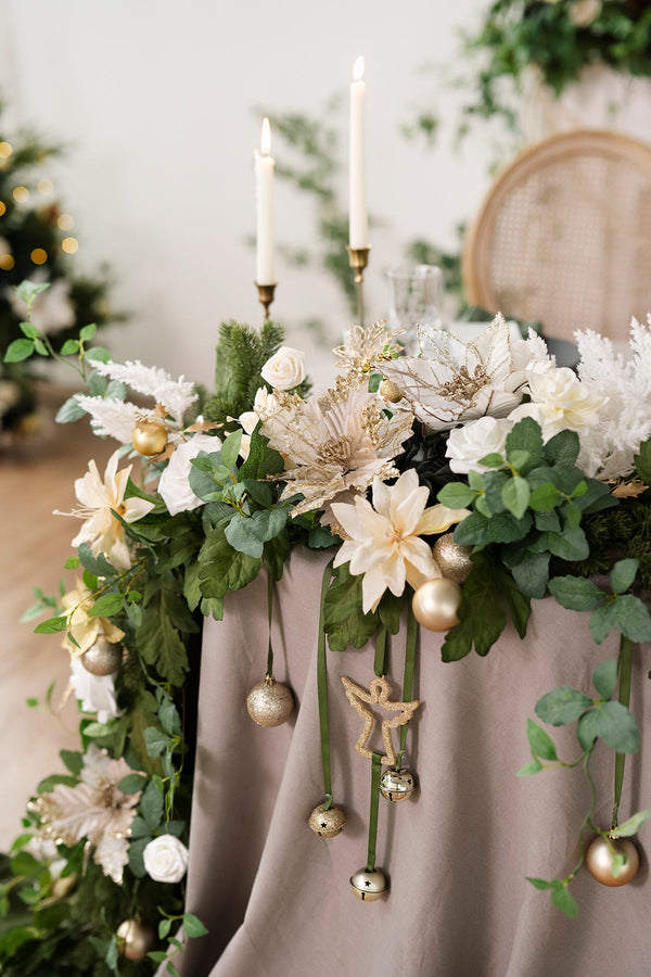9ft Champagne Christmas Head Table Flower Garland