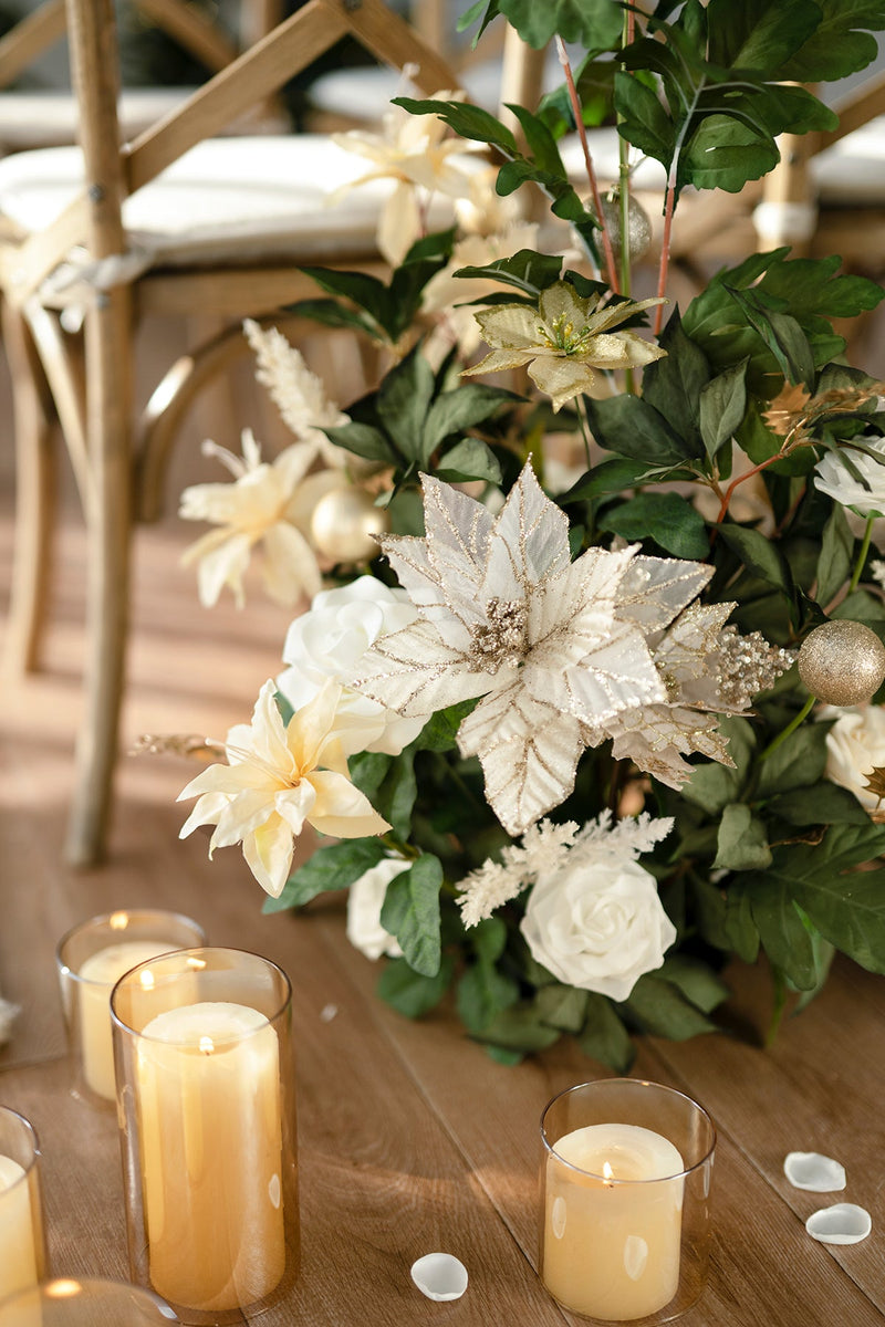 Champagne Christmas Flower Arrangements - Free-Standing