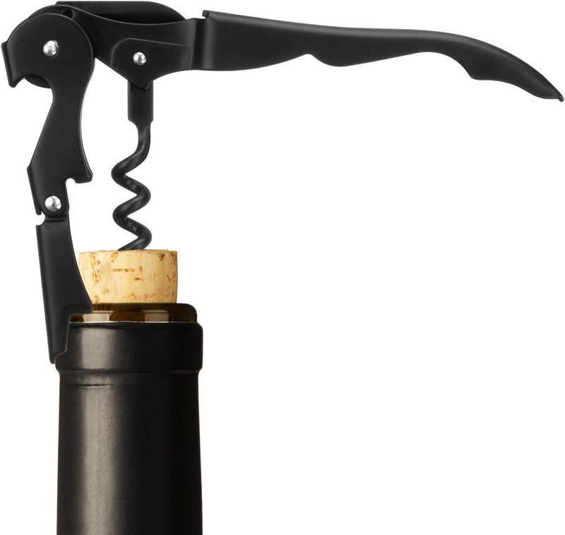 True TrueTap Double Hinged Waiter’s Corkscrew, Matte Black Wine Bottle Opener with Foil Cutter, Wine Key