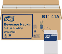 Tork Napkins 1-ply Beverage White For everyday use at home 9.375x9.375 (WxL), 500 napkins/pack, 8 packs/case