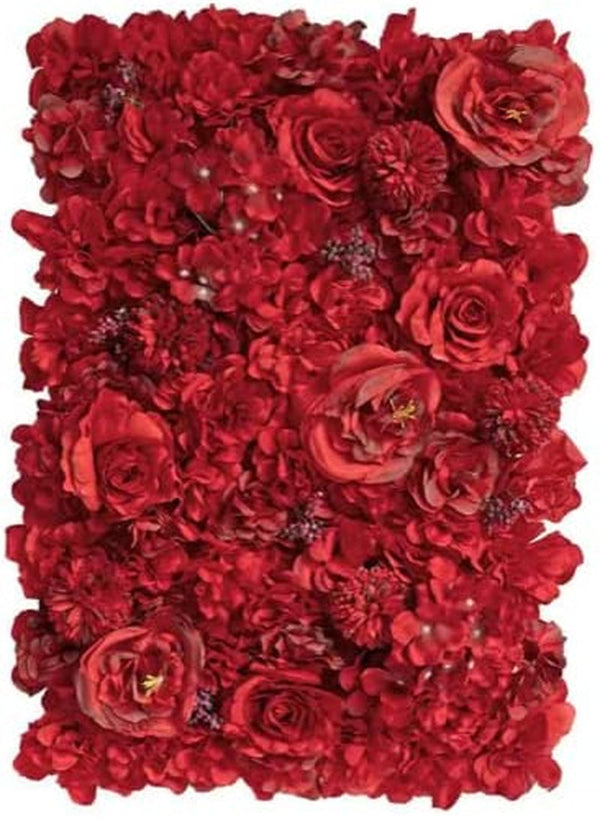 2-Pack 16x24 Artificial Flower Wall Panels - Red Silk Rose Backdrop Decoration