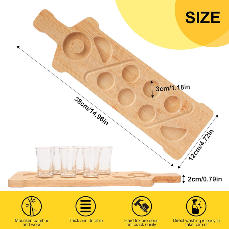 Tequila Shot Board Set with 6 shot glasses, Shot Glasses Holder Serving Tray - Tequila Serving Tray with Lemon Space, Salt Rimmer & 6 Glasses of 1.5 Oz - Shot Set - Party Shot Board -Margarita liquor