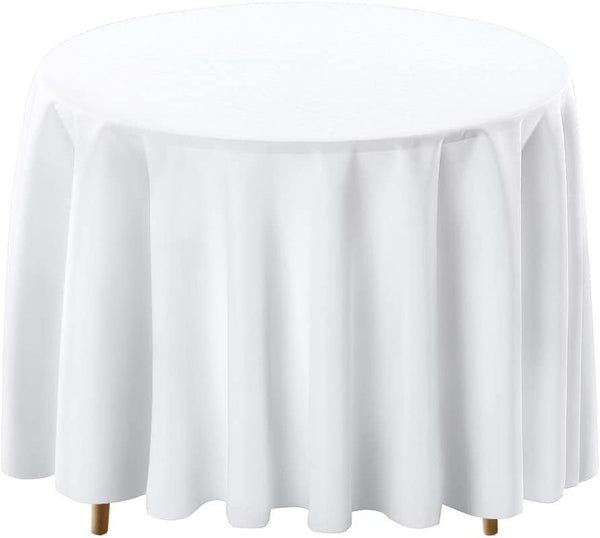 120 Round Polyester Tablecloth - Ideal for Weddings Banquets  Restaurants White
