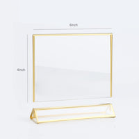 UNIQOOO Clear Acrylic Sign Holder with Golden Border | Pack of 6, 6X4", Double Side Frame, Landscape View, Perfect for Wedding Table Number Holder (Landscape 6X4)