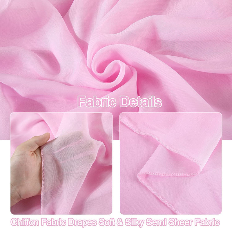 PARTISKY Wedding Arch Draping Fabric, 1 Panel 18FT Pink Sheer Backdrop Curtain Chiffon Fabric Drapes Arbor Drapery Wedding Ceremony Reception Swag Decorations