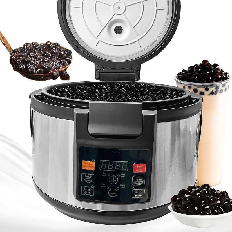 Yovtekc Commercial Tapioca Pearl Cooker, 16L Boba Bubble Tea Cooker, Non-Stick Boba Pearl Maker with Button Control Panel for Bubble Boba Tea Sago Pearl Milk Tea, 2200W 110V