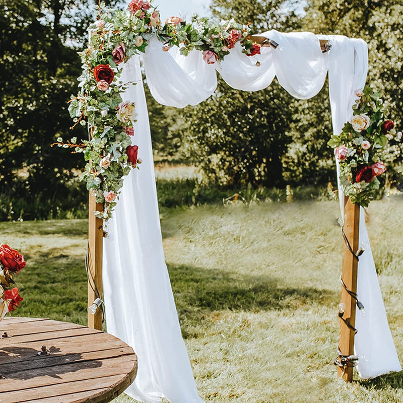 PARTISKY Wedding Arch Draping Fabric - 28 X 19Ft White Sheer Backdrop Curtain