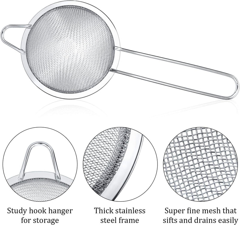 Yungyan 15 Pieces Tea Strainers Cocktail Strainer 3.3 Inches Stainless Steel Fine Mesh Strainer Colander Conical Food Loose Tea Strainer Practical Bar Strainer Tool, Silver
