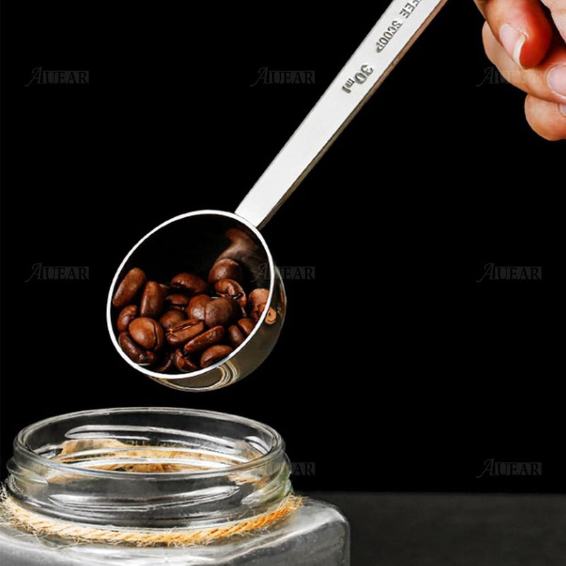 AUEAR, 2 Pack Coffee Measuring Scoop 304 Stainless Steel Spoon 2 Tablespoon Spoons Kitchen Scoops with Long Handle for for Home Coffee Milk Tea Sugar Powder Silver 30ml