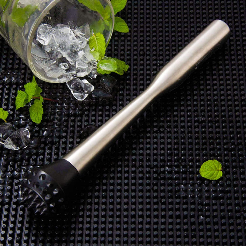Stainless Steel Cocktail Muddler, Muddler Pestle with Mixing Bar Spoon, Bar Stick Mixed Spoon Bartender Cocktail Shaker Bar Tool Set