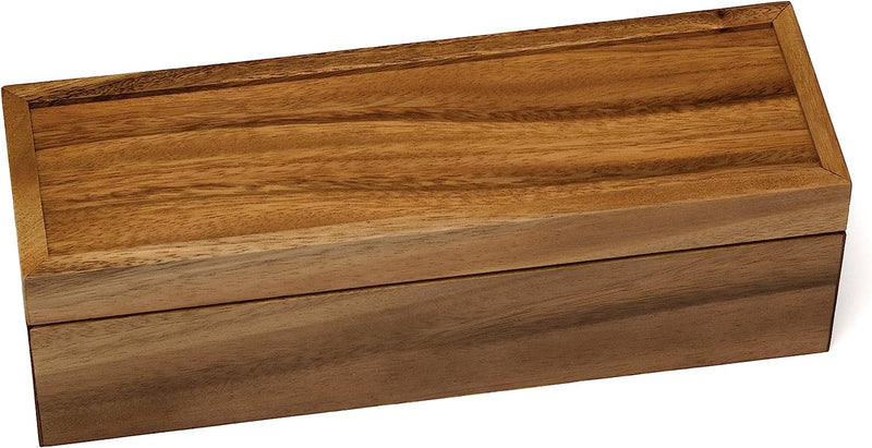 Lipper International Acacia Wood Tea Box with 4 Sections, 12-1/2" x 4-1/8" x 3-7/8"