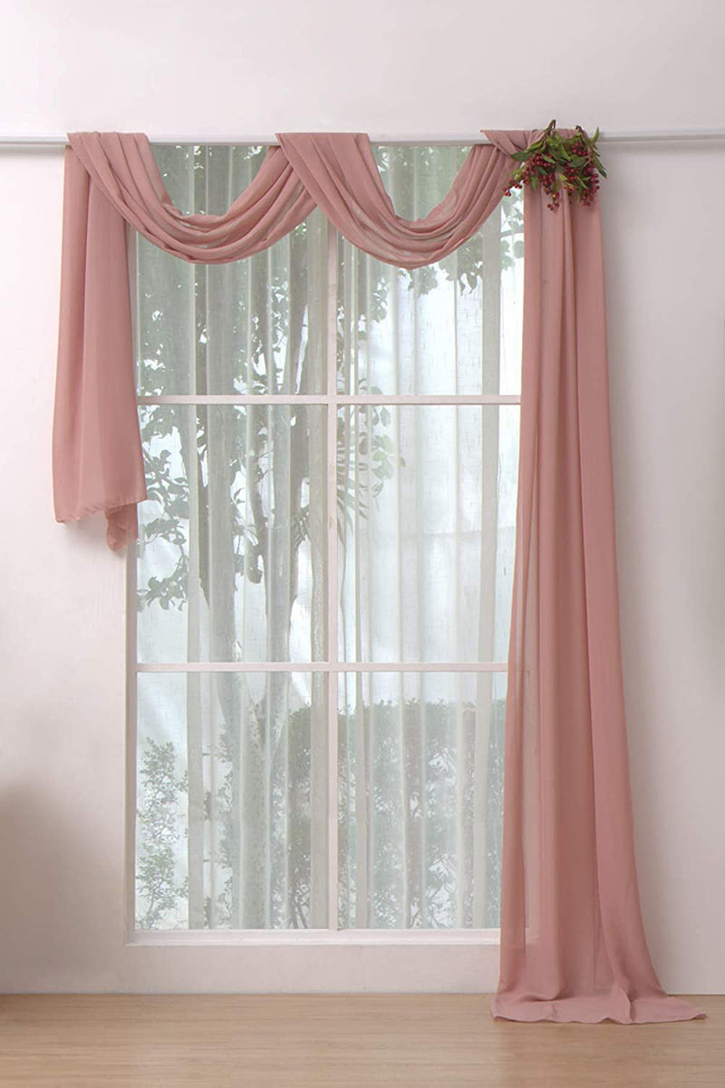 Dusty Rose Chiffon Wedding Arch Drapes - 6 Yards Solid Curtains for Wedding Backdrop Decoration