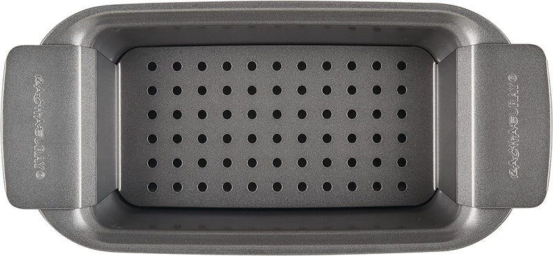 Rachael Ray Bakeware Meatloaf/Nonstick Baking Loaf Pan with Insert, 9 Inch x 5 Inch, Gray