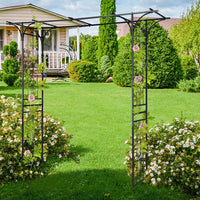 7Ft Garden Arch Arbor, Steel Frame Stand Trellis, Arbour Archway for Wedding Ceremony Decoration Plant Climbing Rose Vines Lawn Courtyard Patio Black