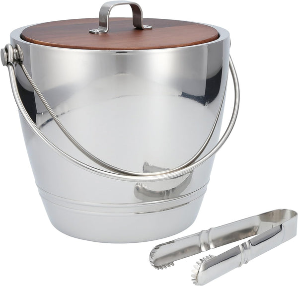 Crafthouse by Fortessa Professional Barware by Charles Joly Stainless Steel Round Ice Bucket with Tongs