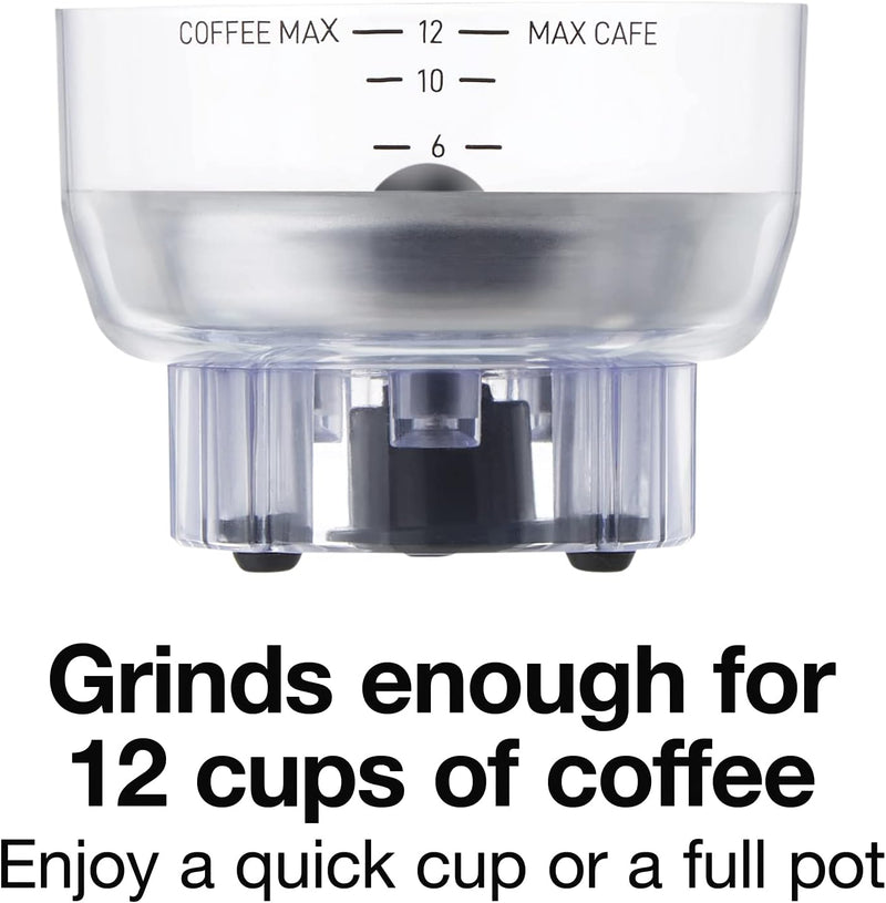 Proctor Silex Sound Shield Electric Coffee Grinder for Quiet Grinding, Stainless Steel Blades, Beans, Spices and More, 12 Cups, Black (80402)