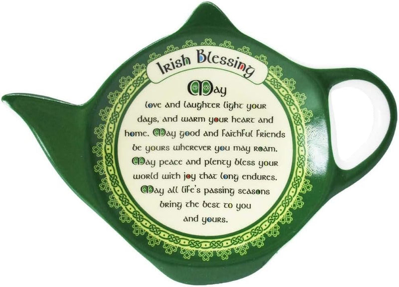 New Bone China Teabag Holder With Irish Blessing, 8Cmx11Cm