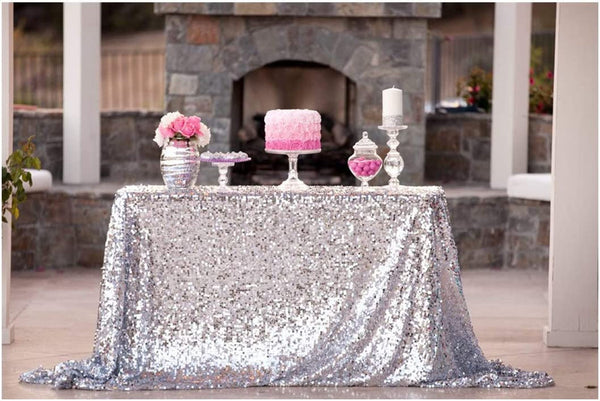 Silver Sparkle Sequin Tablecloth - 50X72
