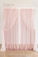2 Layer Wedding Backdrop Curtains Wrinkle-Free 10Ft X 10Ft Chiffon Fabric Drapes for Bridal Shower Baby Shower Wedding Arch Party Stage Decoration - Dusty Rose & Blush
