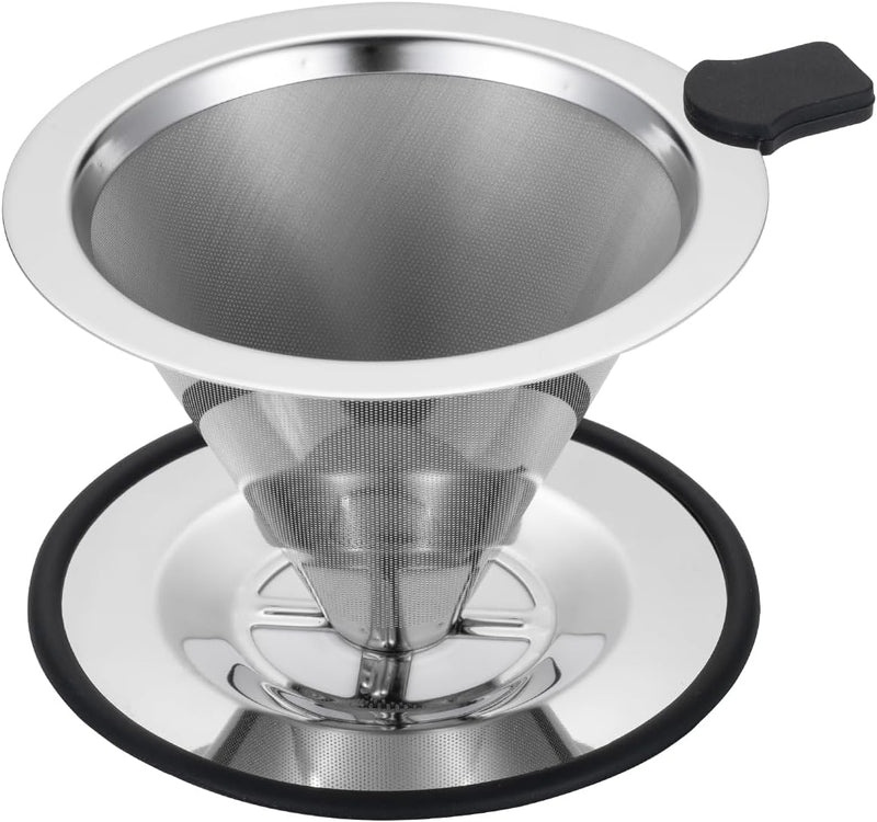 Pour Over Coffee Dripper INSINTAR Reusable Stainless Steel Pour Over Coffee Filter Paperless Metal Coffee Strainer Single Cup Pour Over Coffee Maker for 1-2 Cup (Sliver)