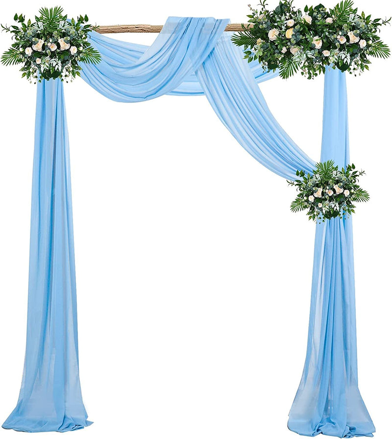 Wedding Arch Drapes - 2 Panels 24Ftx20Ft Baby Blue Chiffon Fabric