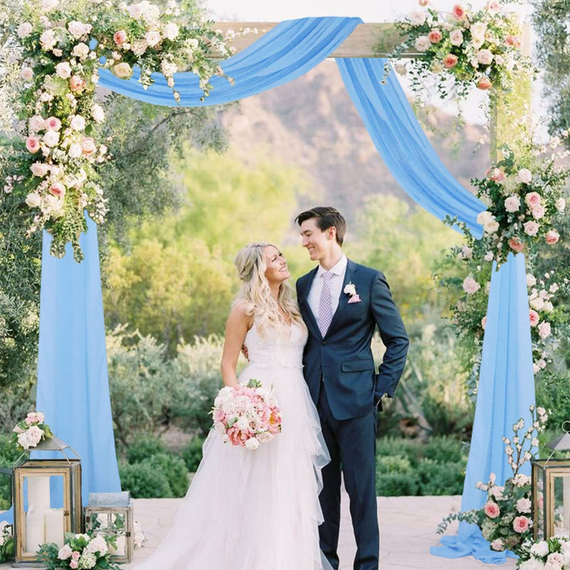 Wedding Arch Draping - Baby Blue Chiffon Fabric Panels 6 Yards - IndoorOutdoor Ceremony  Reception Backdrop