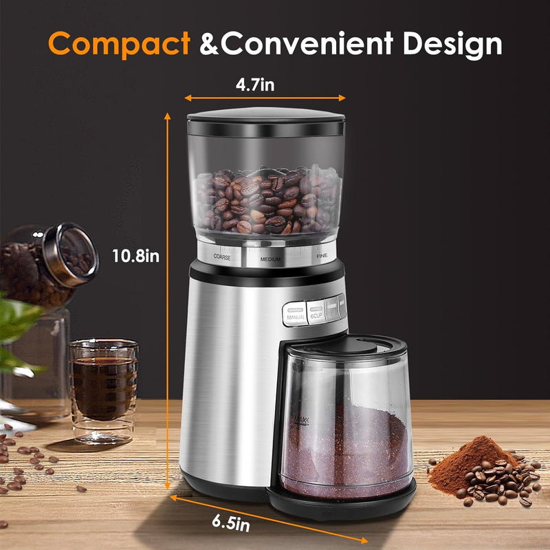 Skyehomo Electric Burr Coffee Grinder, Adjustable Burr Mill Coffee Bean Grinder with 20 Grind Settings 10Cup for Espresso, Drip, French Press, Pour Over, Cold Brew