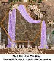 Wedding Arch Drapes 2 Panels 2.4Ftx20Ft Lavender Chiffon Fabric Drapery Wedding Arches for Ceremony Sheer Backdrop Curtains for Arbor Ceiling Wedding Decoration (2.4Ftx20Ftx2Pcs, Lavender)