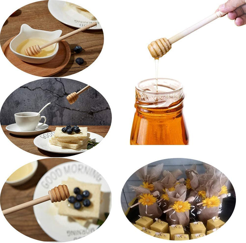 100-Pack 6 Inch Portable Wooden Jam Honey Dipper Honey Sticks for Honey Jar Dispense Drizzle Honey (6inch 100pcs)