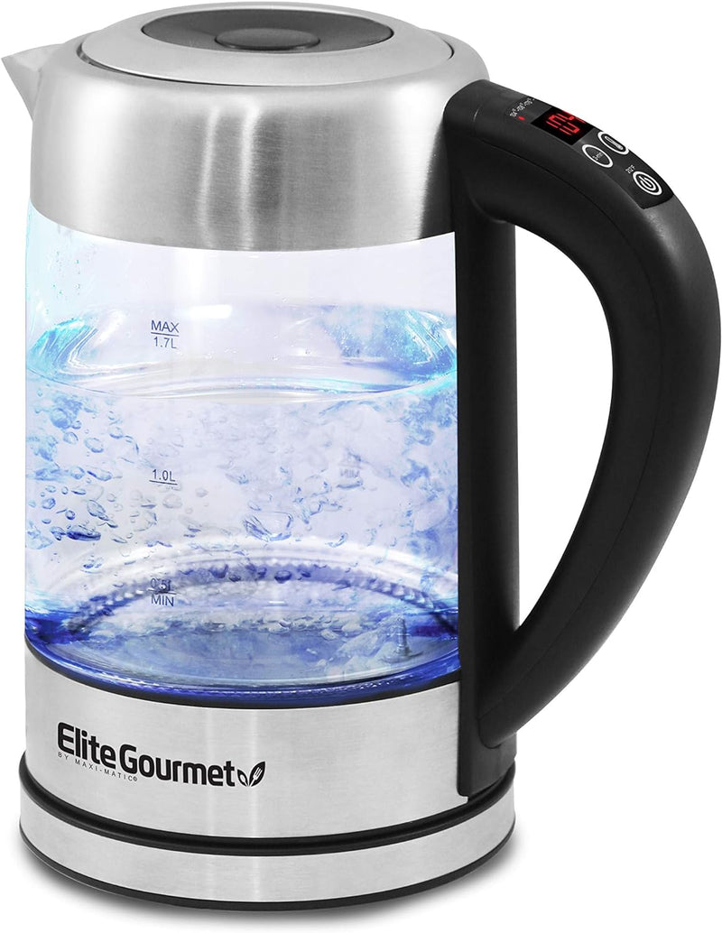 Elite Gourmet EKT8690 1.7L Electric Tea Kettle 1500W Hot Water Heater Boiler BPA-Free, Fast Boil, Water Level Window and Auto Shut-Off, Black