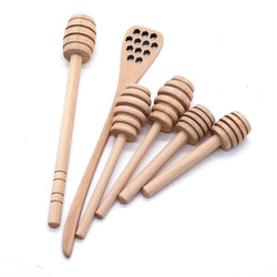 Newwe Honey Dippers (6 pcs set) Wooden Honey Stick in 3 inch, 4inch 7inch Party Supply Wood Honey Spoon For Honey Jar Mixing Stick