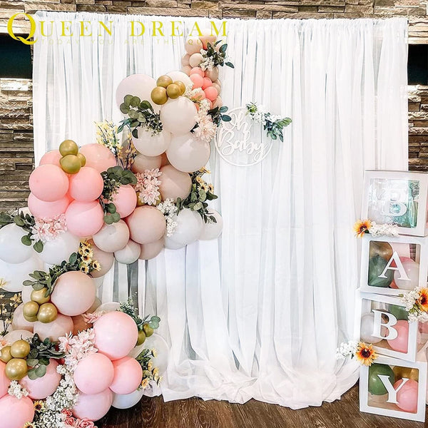 Sheer White Chiffon Backdrop Curtains - 2 Panels - 5ft x 8ft - Birthday Party  Wedding Decorations