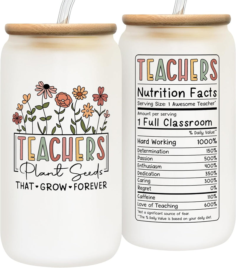 Teacher Appreciation Gifts for Women - Teacher Gifts for Women, Gifts for Teachers Women - Teacher Birthday Gifts, Teacher Christmas Gifts, Teacher Gifts For Christmas - Teacher Gift - 16Oz Can Glass