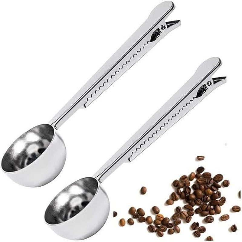 CookTaitai Coffee Scoops,Metal Measuring Spoons, Coffee Scooper with Clip for Ground Coffee, Tea, Protein Scoop, Tablespoon measure spoon-Black