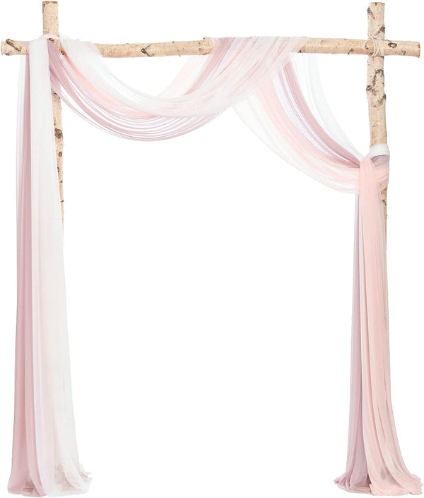 20Ft Wedding Arch Draping Fabric Backdrop - Dusty RoseWhiteBlush