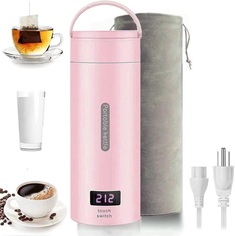 Travel Electric Kettle Small Portable Electric Kettle, 380ML Mini Tea Kettle with 4 Variable Presets, 304 Stainless Steel Travel Water Boiler, Auto Shut-Off & Boil Dry Protection, BPA Free(White)