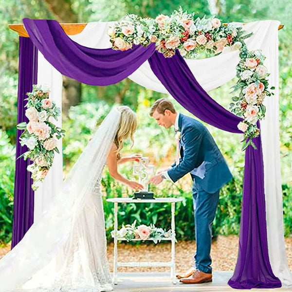 Purple Chiffon Wedding Arch Draping Fabric - 20FT Sheer Drapes for Ceremony  Shower Decorations