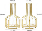 Small Gold Flower Glass Bud Test Tube Vase Clear Metal Geometric Modern Decorative Vase Set of 2 Plant Stand Propagation Stations for Centerpieces Home Decor Wedding Kitchen Office Table